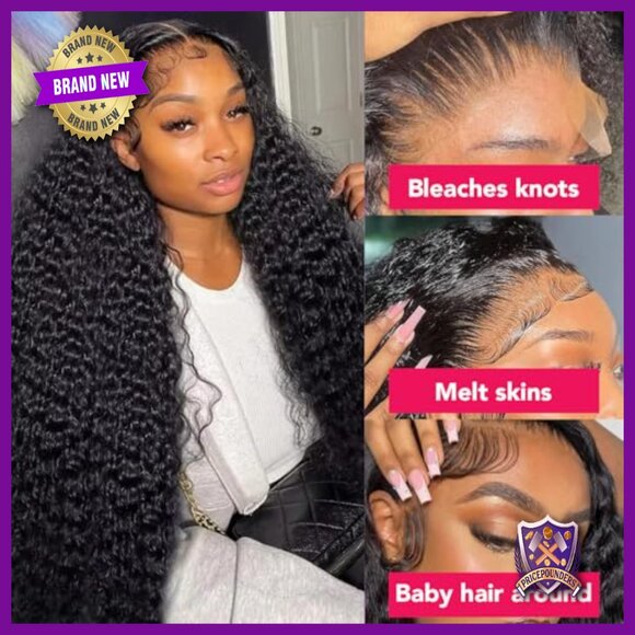 32 Inch Deep Wave Lace Front Wig Human Hair 200% Density Pre Plucked